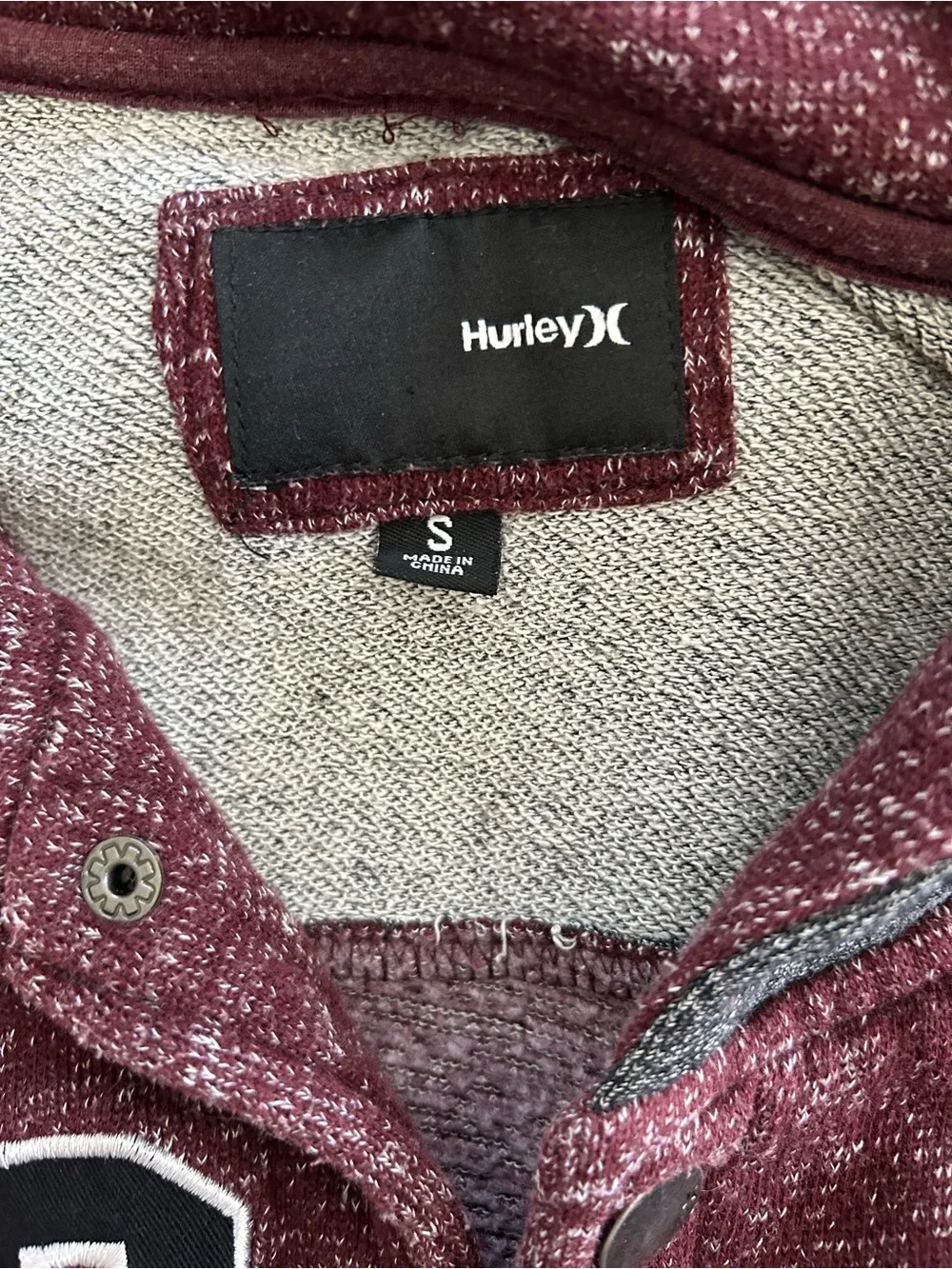 Hurley Maroon Knit Letterman Jacket